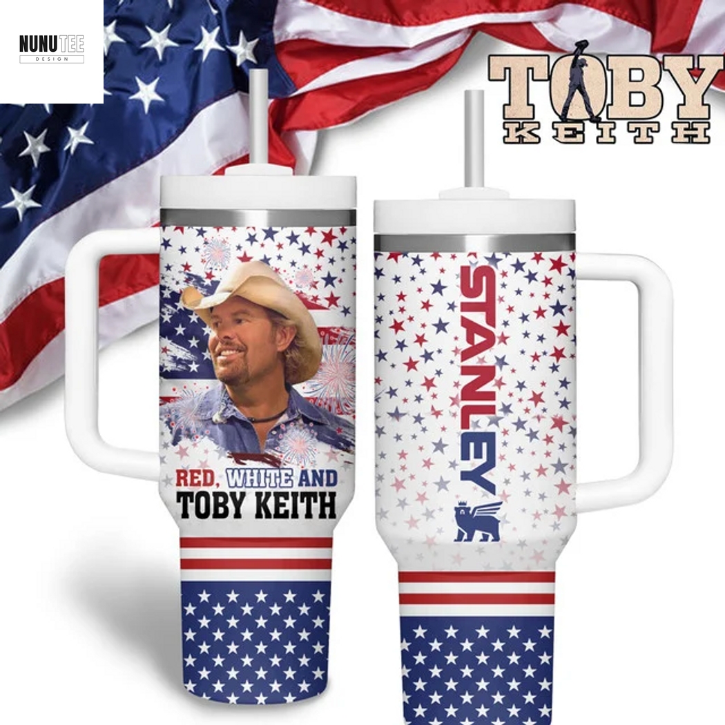 Red White And Toby KeithTumbler With Handle And Straw Red White And Toby KeithTumbler With Handle And Straw