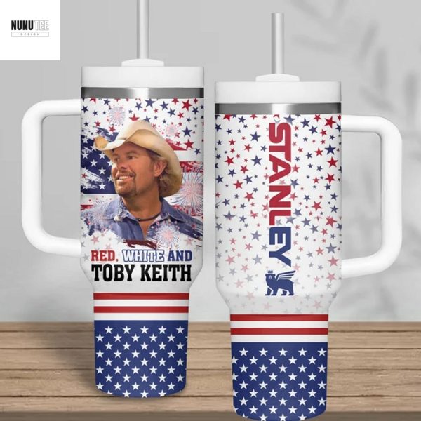Red White And Toby KeithTumbler With Handle And Straw