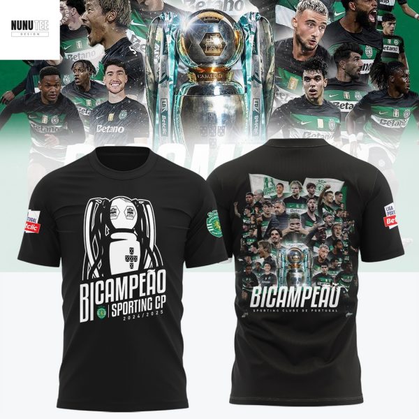 Sporting Clube De Portugal 2025 Champions 3D T-Shirt – Black