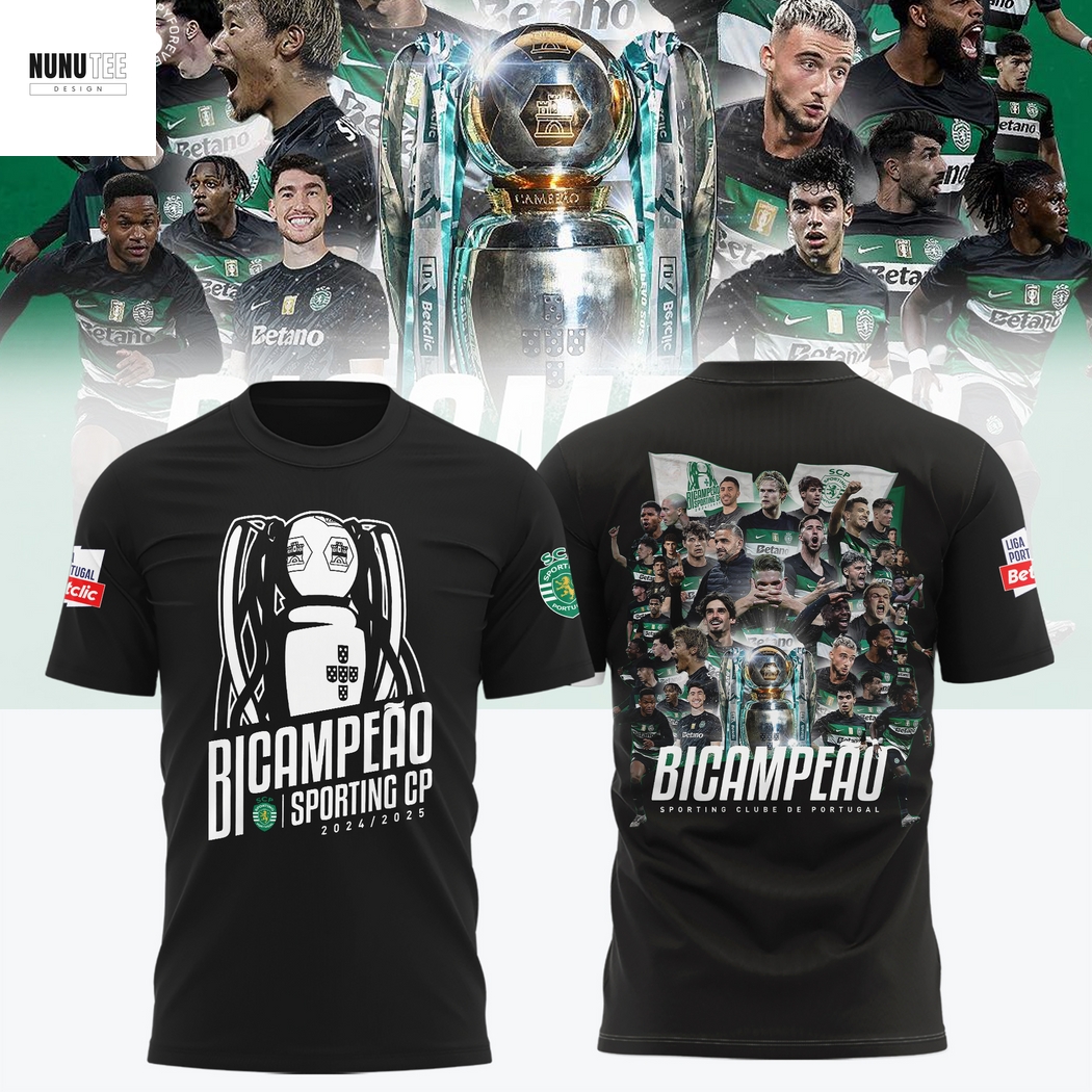 Sporting Clube De Portugal 2025 Champions 3D T-Shirt - Black Sporting Clube De Portugal 2025 Champions 3D T-Shirt - Black