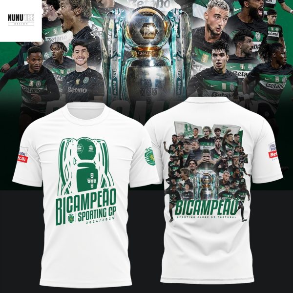Sporting Clube De Portugal 2025 Champions 3D T-Shirt – White