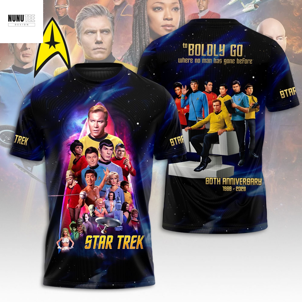 Star Trek To Boldly Go Where No Man Has Gone Before 60th Anniversary 1966-2026 3D T-Shirt Star Trek To Boldly Go Where No Man Has Gone Before 60th Anniversary 1966-2026 3D T-Shirt