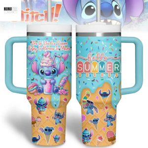 Stitch Hello Summer Like Is Like Ice Cream Tumbler With Handle And Straw