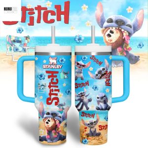 Stitch Summer Beach Tumbler With Handle And Straw