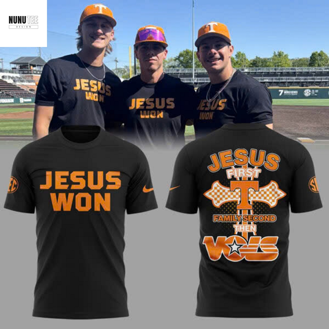 Tennessee Volunteers Baseball Jesus Won 2025 Jesus First Family Second Then Vols 3D T-Shirt - Black Tennessee Volunteers Baseball Jesus Won 2025 Jesus First Family Second Then Vols 3D T-Shirt - Black