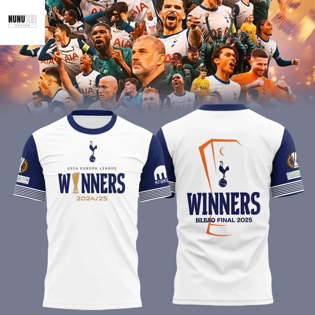 Tottenham Hotspur - UEFA Europa League Champions 2025 Winners 3D T-Shirt Tottenham Hotspur - UEFA Europa League Champions 2025 Winners 3D T-Shirt