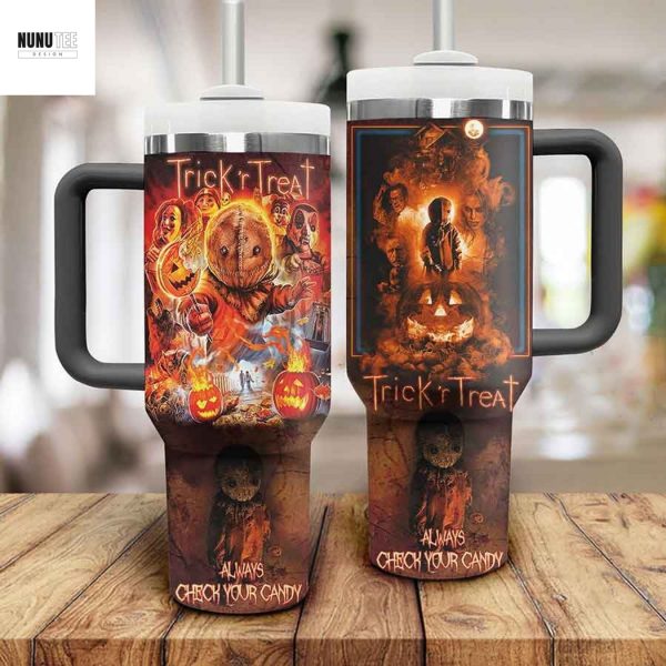 Trick R Treat Always Check Your Candy Tumbler With Handle And Straw