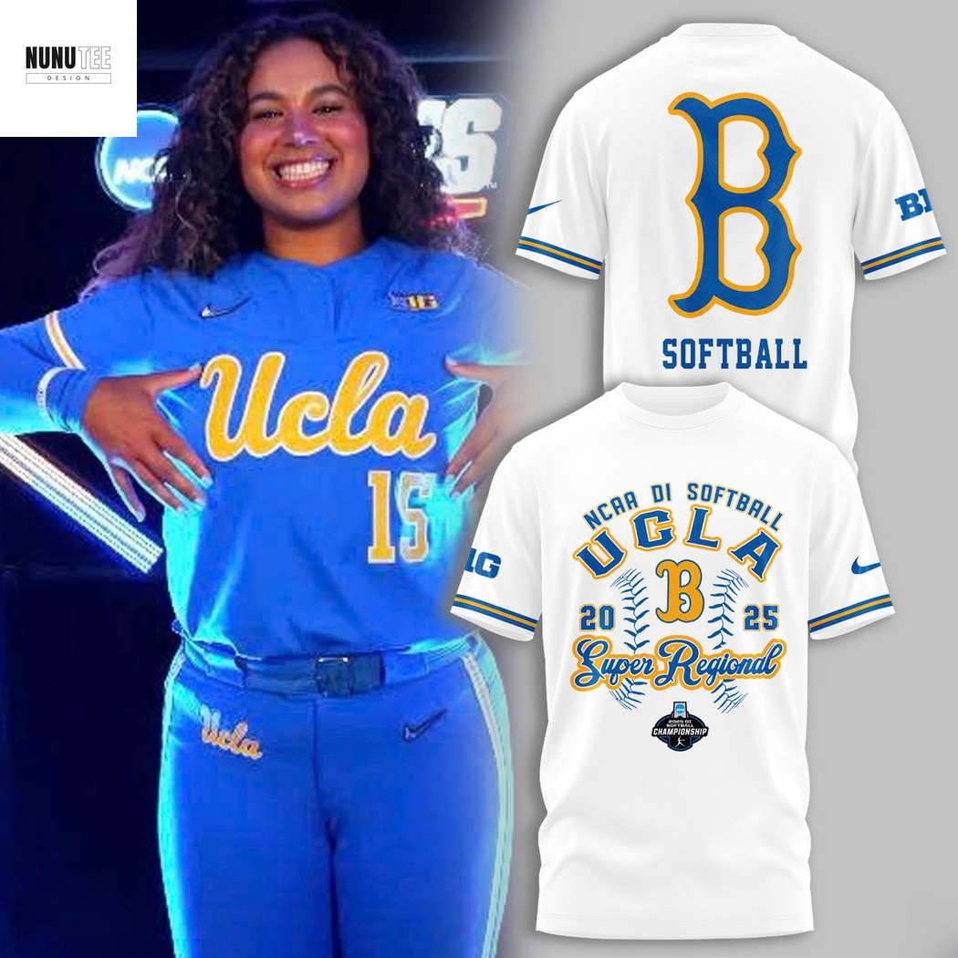 UCLA Bruins NCAA DI Softball 2025 Super Regional 3D T-Shirt - White UCLA Bruins NCAA DI Softball 2025 Super Regional 3D T-Shirt - White