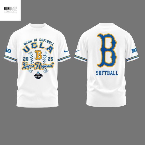 UCLA Bruins NCAA DI Softball 2025 Super Regional 3D T-Shirt – White