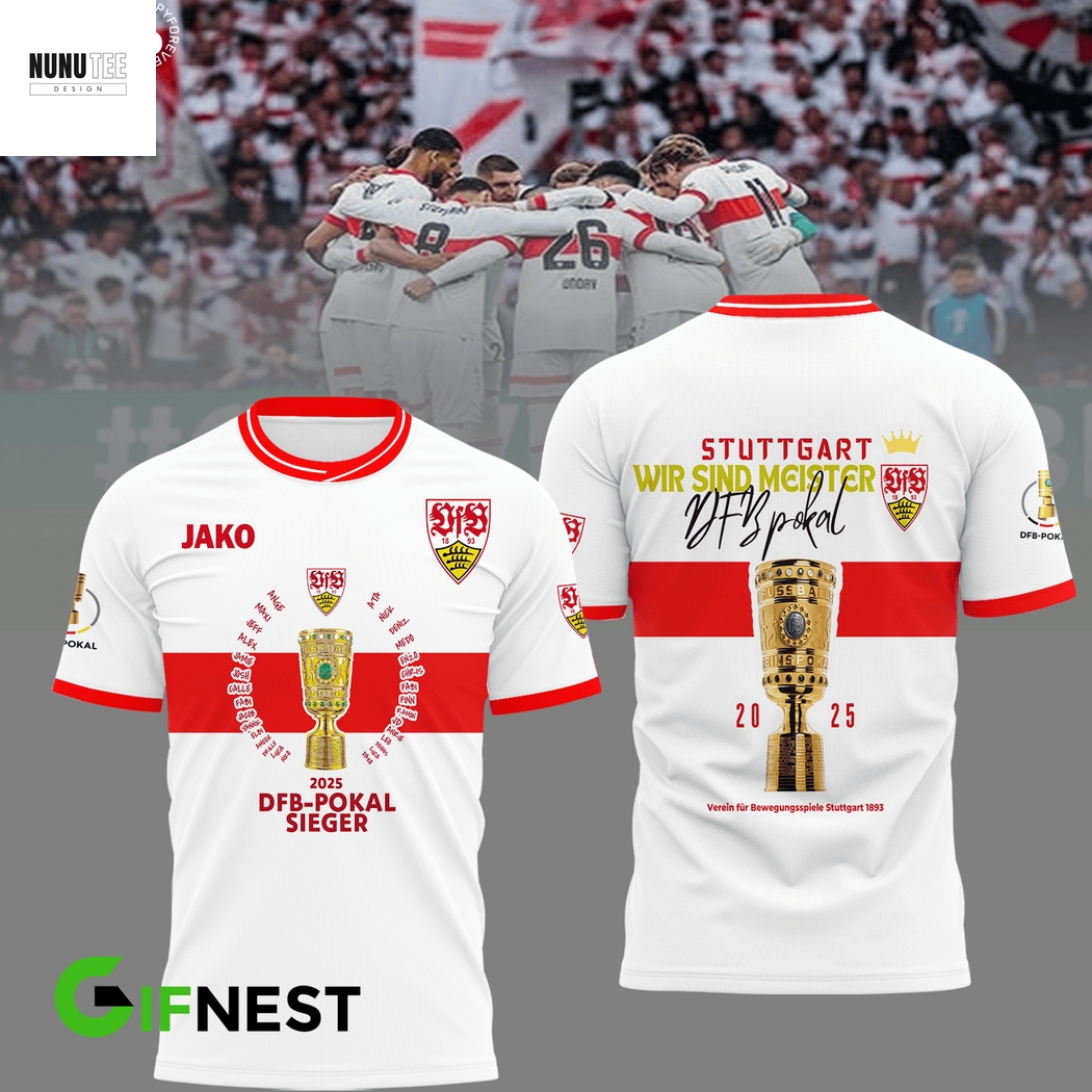 VfB Stuttgart 2025 Dfb-Pokal Sieger Stuttgart Wir Sind Meister 3D T-Shirt VfB Stuttgart 2025 Dfb-Pokal Sieger Stuttgart Wir Sind Meister 3D T-Shirt