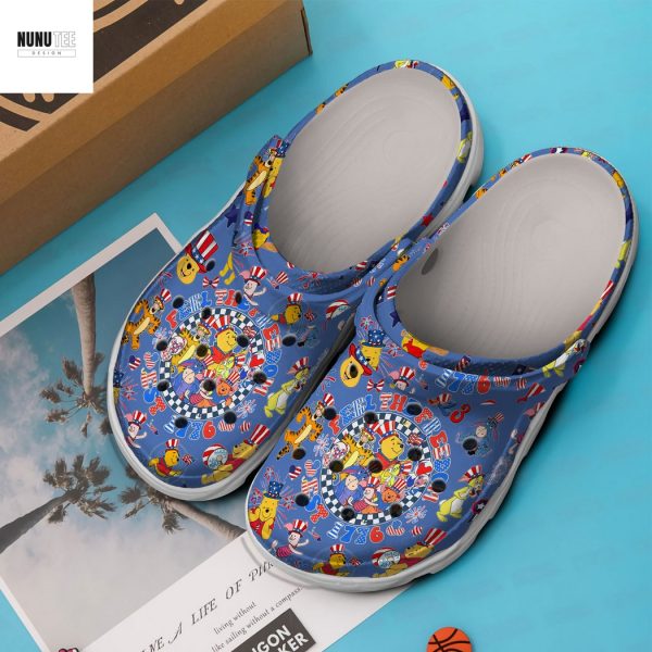Winnie The Pooh Feel The Freedom Est 1776 Crocs