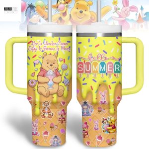 Winnie The Pooh Hello Summer Like Is Like Ice Cream Tumbler With Handle And Straw