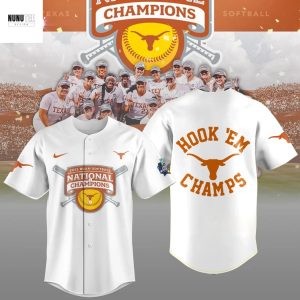 2025 NCAA Division Softball National Champions Texas Longhorns Hook Em Champs Baseball Jersey
