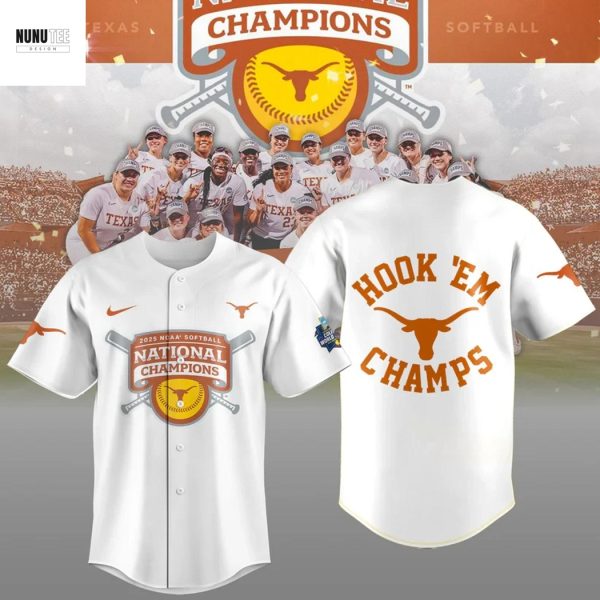2025 NCAA Division Softball National Champions Texas Longhorns Hook Em Champs Baseball Jersey