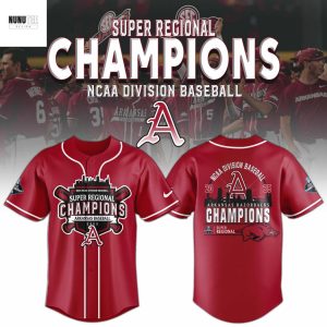 Arkansas Razorbacks 2025 Super Regionals Champions Baseball Jersey