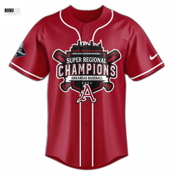 Arkansas Razorbacks 2025 Super Regionals Champions Baseball Jersey