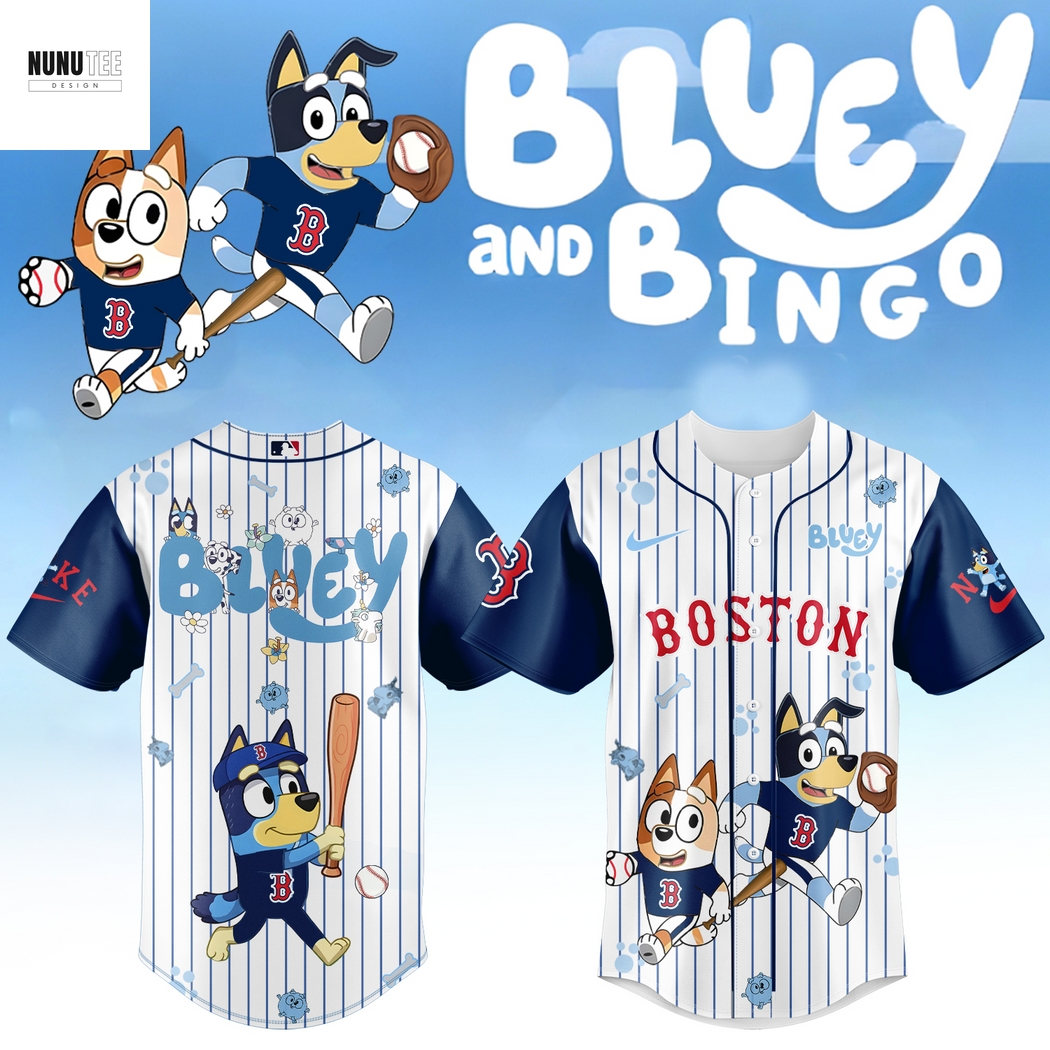 Boston Red Sox Bluey And Bingo Baseball Jersey Boston Red Sox Bluey And Bingo Baseball Jersey
