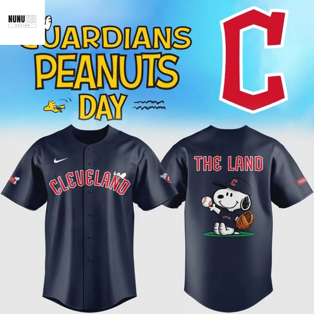 Cleveland Guardians Peanuts Snoopy The Land Baseball Jersey Cleveland Guardians Peanuts Snoopy The Land Baseball Jersey
