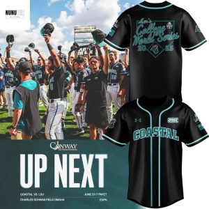 Coastal Carolina Chanticleers Mens College World Series 2025 Baseball Jersey