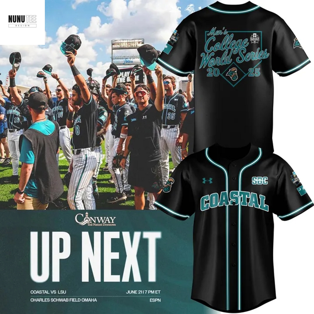 Coastal Carolina Chanticleers Mens College World Series 2025 Baseball Jersey Coastal Carolina Chanticleers Mens College World Series 2025 Baseball Jersey