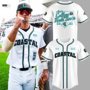 Coastal Carolina Chanticleers Mens College World Series 2025 Baseball Jersey – White