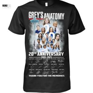 Grey Anatomy 20th Anniversary 2005-2025 Signature Thank You For The Memories Unisex T-Shirt