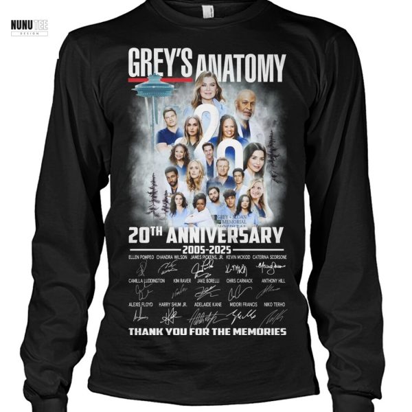 Grey Anatomy 20th Anniversary 2005-2025 Signature Thank You For The Memories Unisex T-Shirt