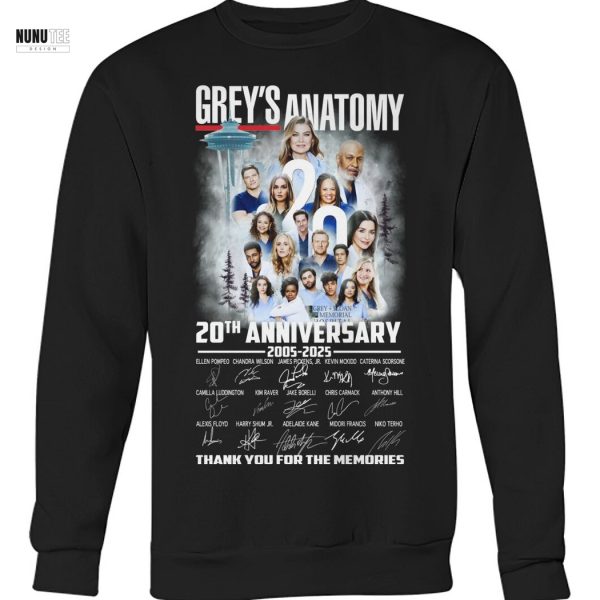 Grey Anatomy 20th Anniversary 2005-2025 Signature Thank You For The Memories Unisex T-Shirt