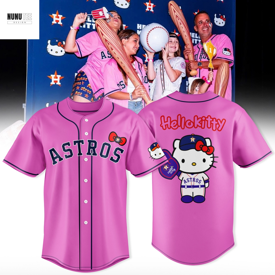 Houston Astros Swingin With Hello Kitty Baseball Jersey Houston Astros Swingin With Hello Kitty Baseball Jersey