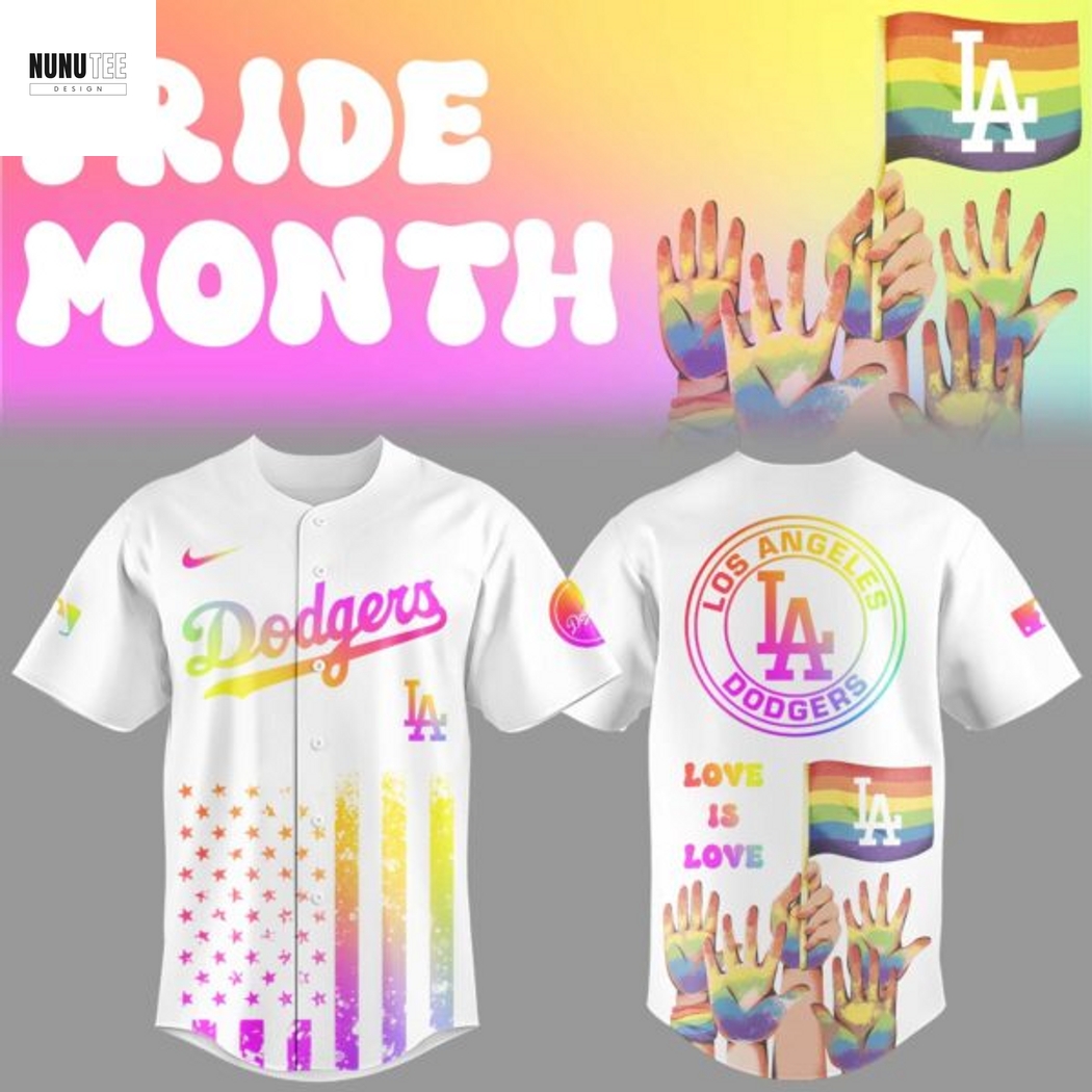 Los Angeles Dodgers X Pride Month Love Is Love Baseball Jersey Los Angeles Dodgers X Pride Month Love Is Love Baseball Jersey
