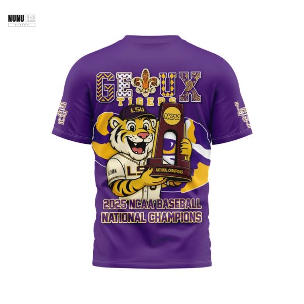 LSU Tigers Baseball 2025 NCAA National Champions 3D T-Shirt