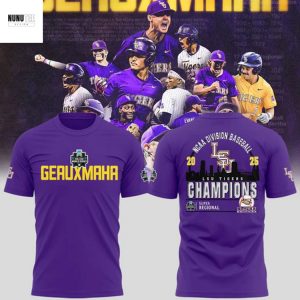 LSU Tigers NCAA Division Baseball Champions 2025 Geauxmaha 3D T-Shirt – Purple