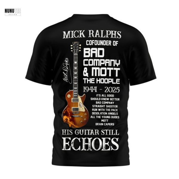 Mick Ralphs His Guitar Still Echoes 3D T-Shirt – Black