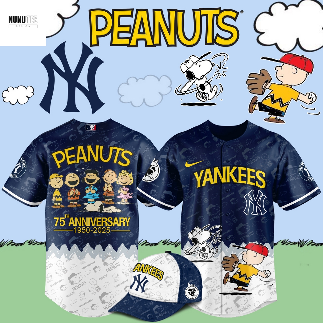 New York Yankees 75th Anniversary Peanuts 1950-2025 Baseball Jersey New York Yankees 75th Anniversary Peanuts 1950-2025 Baseball Jersey