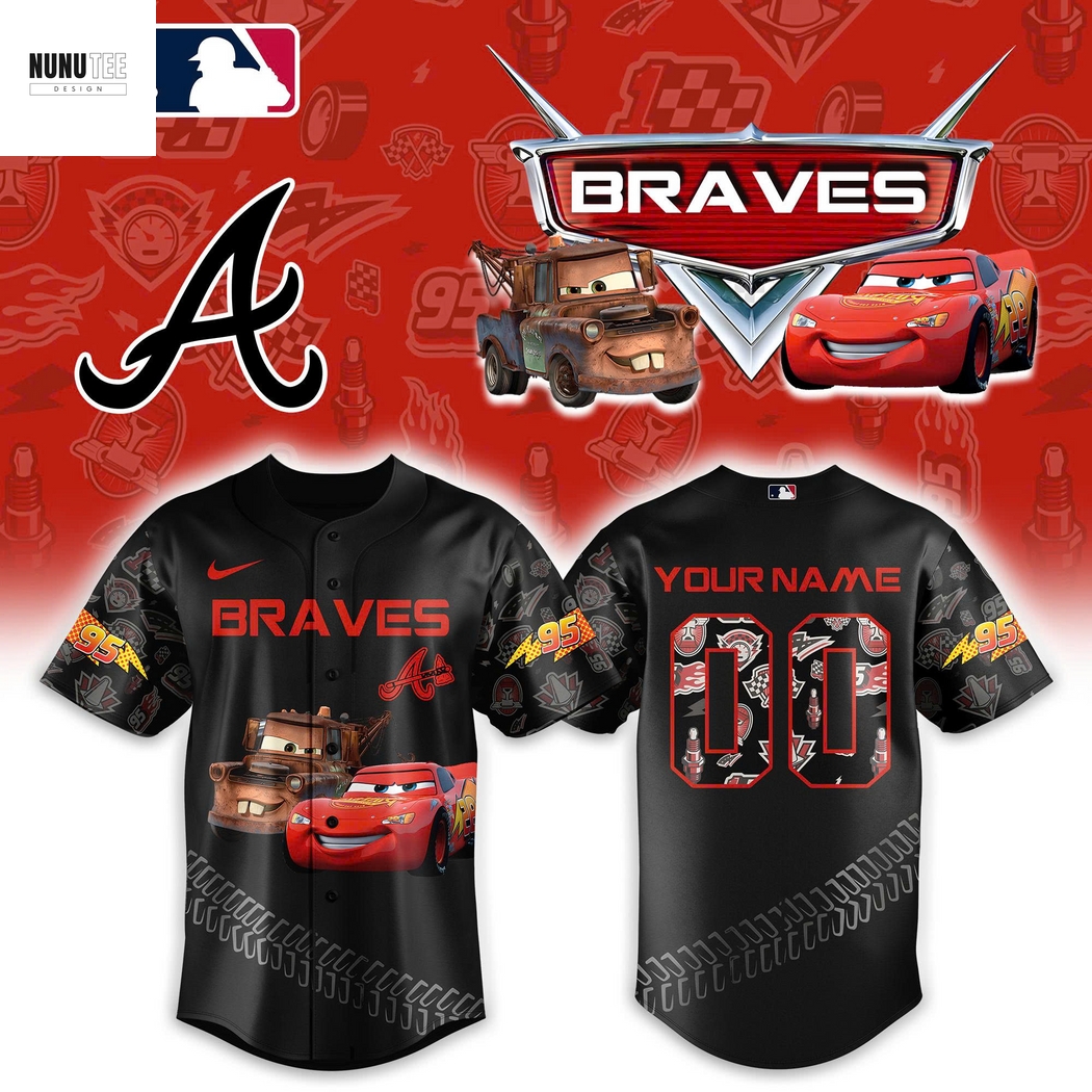 Personalized Atlanta Braves Lightning McQueen Baseball Jersey Personalized Atlanta Braves Lightning McQueen Baseball Jersey