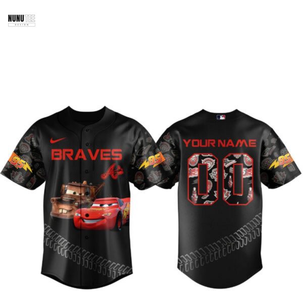 Personalized Atlanta Braves Lightning McQueen Baseball Jersey