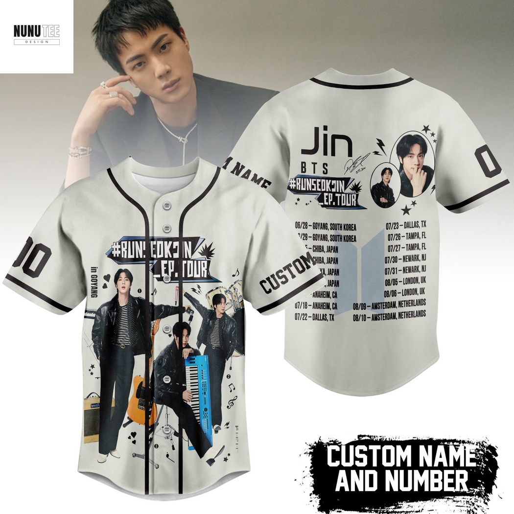 Personalized BTS Kim Seok-Jin 2025 Tour Siganture Baseball Jersey Personalized BTS Kim Seok-Jin 2025 Tour Siganture Baseball Jersey