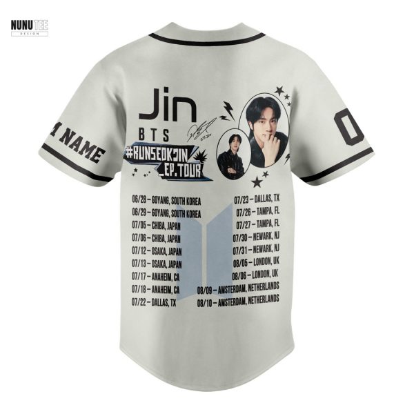 Personalized BTS Kim Seok-Jin 2025 Tour Siganture Baseball Jersey