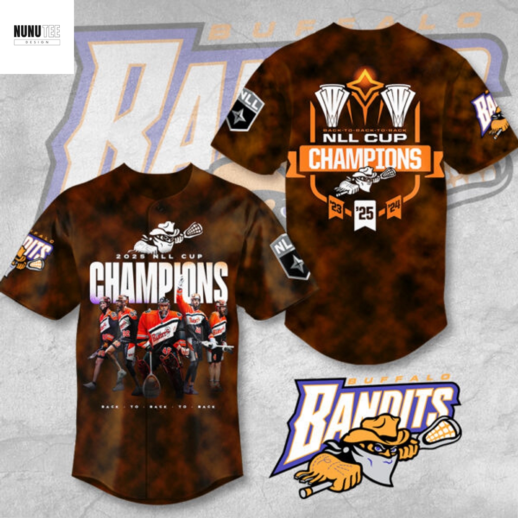 2025 NLL Cup Champions Buffalo Bandits Back To Back To Back Baseball Jersey 2025 NLL Cup Champions Buffalo Bandits Back To Back To Back Baseball Jersey