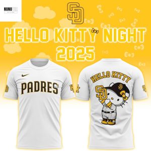 2025 San Diego Padres x Hello Kitty 3D T-Shirt – White