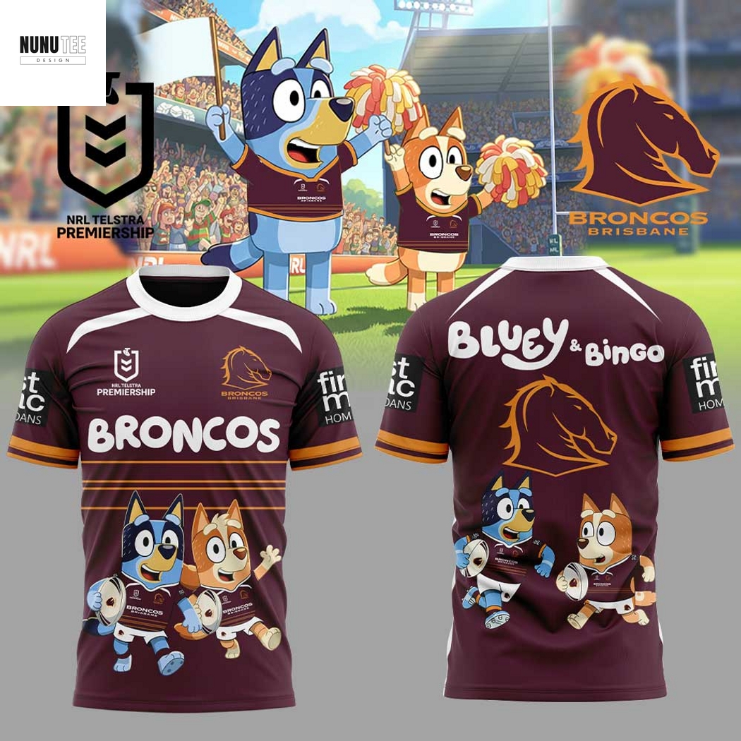 Brisbane Broncos Bluey And Bingo 3D T-Shirt Brisbane Broncos Bluey And Bingo 3D T-Shirt