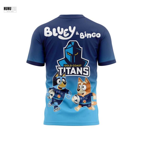 Gold Coast Titans Bluey And Bingo 3D T-Shirt
