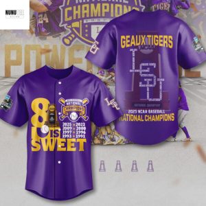 LSU Tigers 2025 NCAA Baseball National Champions Geaux Tigers Baseball Jersey