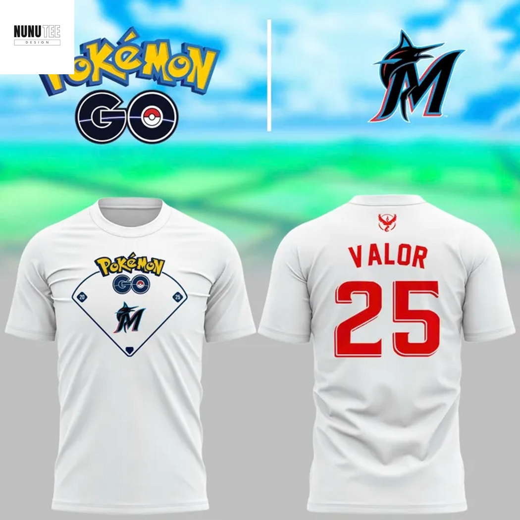 Miami Marlins Pok Emon Go Team Valor 3D T-Shirt Miami Marlins Pok Emon Go Team Valor 3D T-Shirt