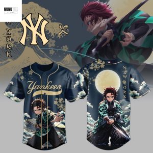 New York Yankees Wave Breathing Demon Slayer Baseball Jersey