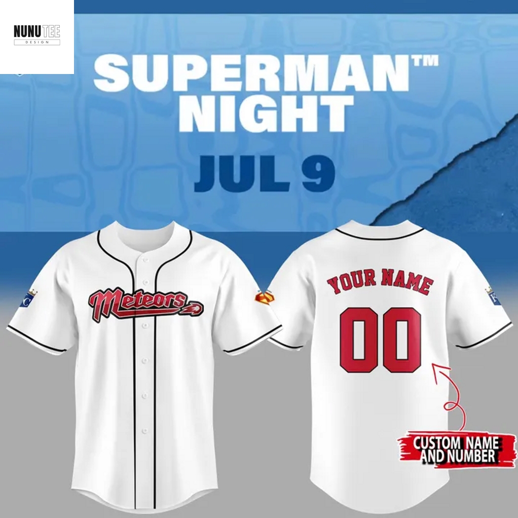 Personalized Kansas City Royals Superman Night Metropolis Meteors Baseball Jersey Personalized Kansas City Royals Superman Night Metropolis Meteors Baseball Jersey